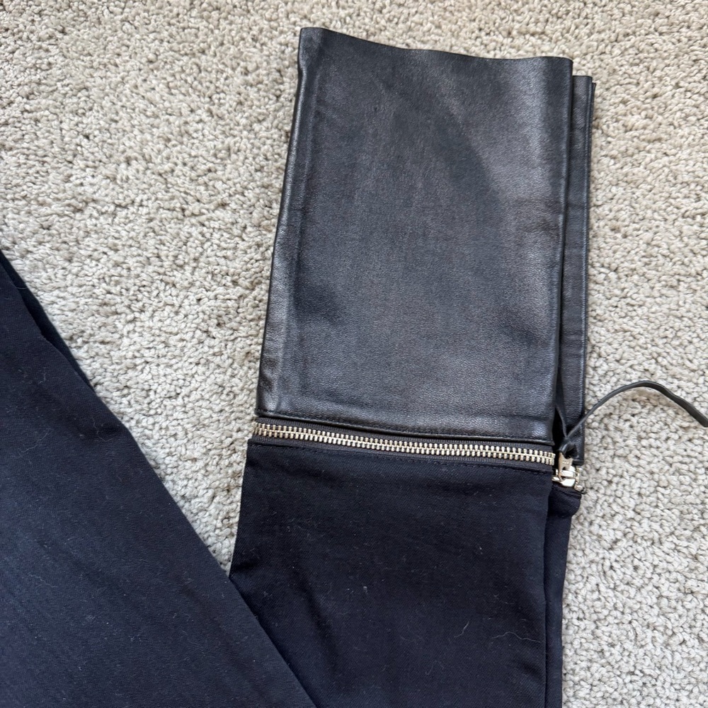 J Brand Black Skinny Alley Cat Zip-Off Lamb Leather Cuff Skinny Jeans Size 27 - Picture 3 of 10